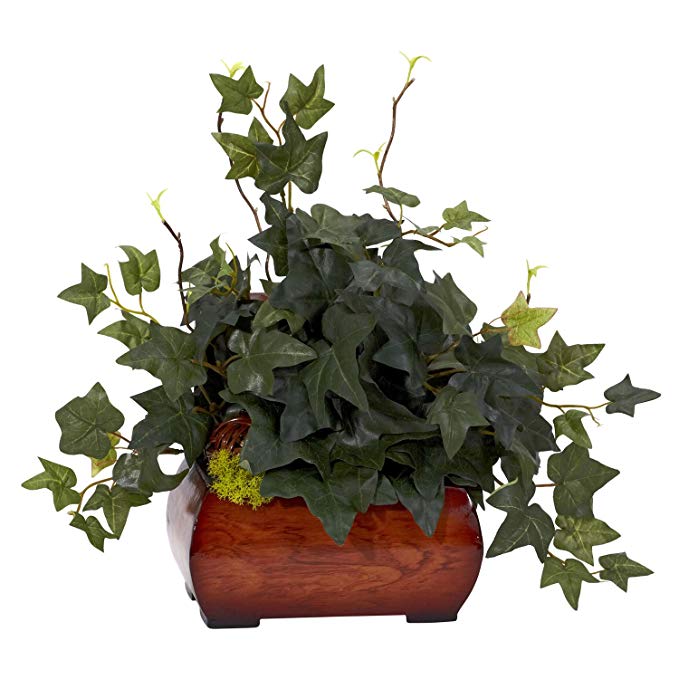 Nearly Natural 6683 Puff Ivy with Chest Decorative Silk Plant, Green