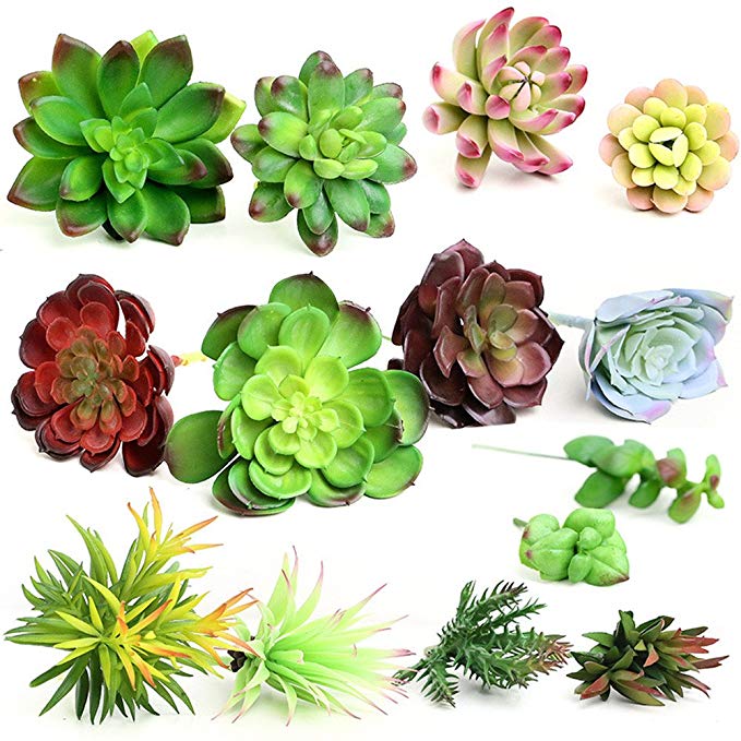 15Pcs- Plastic Different Mini Succulents, Artificial Cactus Plant