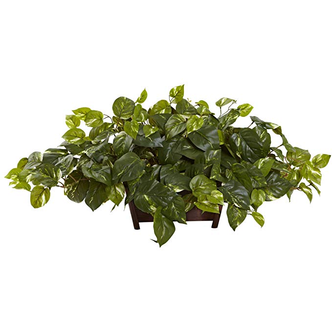 Nearly Natural Pothos Silk Plant with Decorative Planter