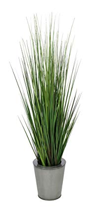 House of Silk Flowers Artificial 44-inch Grass in Silver Round Zinc