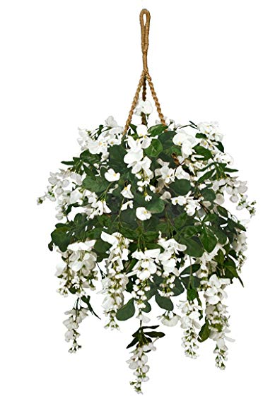 Arcadia Silk Plantation Extra Full Artificial Wisteria Hanging Basket,