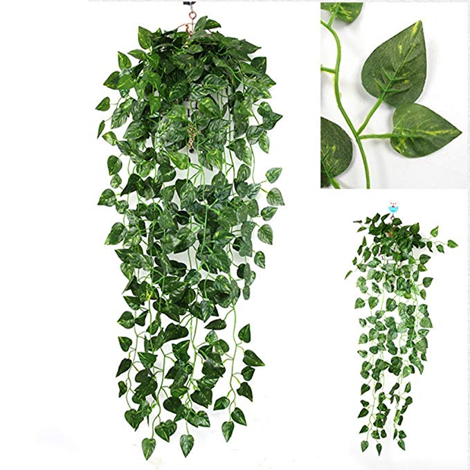 Y's Spring Blossoms Artificial Greenery Vine Leaves Garland Artificial Flowers Hanging Vine Plant Leaves For Home Garden Wall Decoration Pack Of 4 (Ivy Set)
