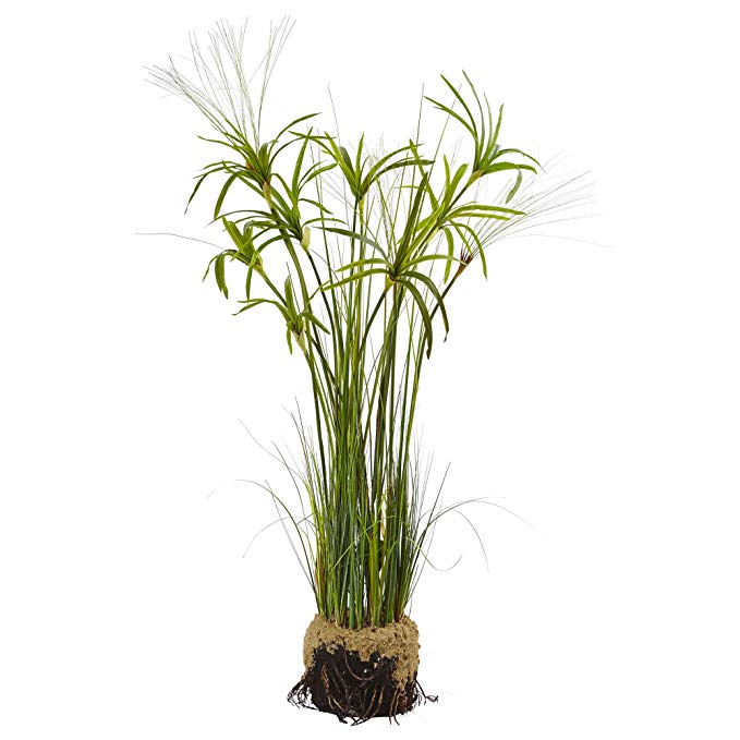 Nearly Natural 4566 Papyrus Plant with Faux Soil Arrangement