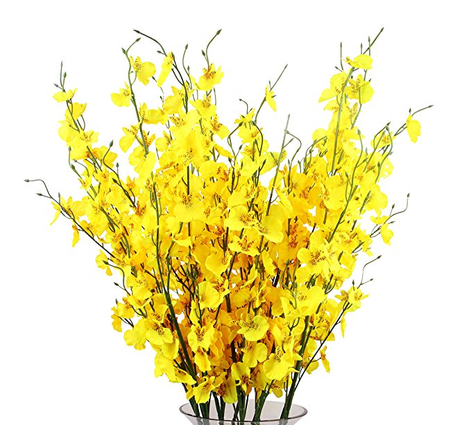 TYEERDEC Artificial Orchids Flowers, 12 Pcs Silk Fake Orchids Flowers in Bulk Orquideas Flowers Artificial for Indoor Outdoor Wedding Home Office Decoration Festive Furnishing Yellow