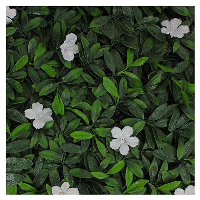 Milltown Merchants Artificial Hedge - Outdoor Artificial Plant - Great Boxwood and Ivy Substitute - Sound Diffuser Privacy Fence Hedge - Topiary Greenery Panels (2, White Cuckoo Flower)